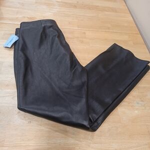 Rem GARSON 100% Genuine Leather Straight Leg Pants Zip Black Women 14